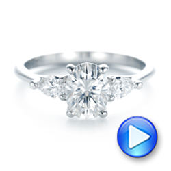 14k White Gold 14k White Gold Custom Three Stone Diamond Engagement Ring - Video -  103035 - Thumbnail