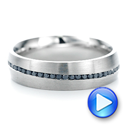 14k White Gold 14k White Gold Custom Black Diamond Men's Wedding Band - Video -  103036 - Thumbnail