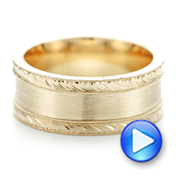 18k Yellow Gold 18k Yellow Gold Custom Hand Engraved Men's Band - Video -  103038 - Thumbnail