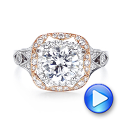  Platinum And 14K Gold Platinum And 14K Gold Two-tone Halo Diamond Engagement Ring - Video -  103045 - Thumbnail