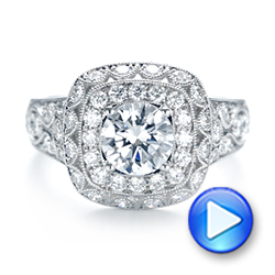 18k White Gold Vintage-inspired Diamond Engagement Ring - Video -  103047 - Thumbnail