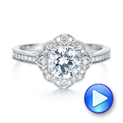 18k White Gold Fancy Halo Diamond Engagement Ring - Video -  103048 - Thumbnail