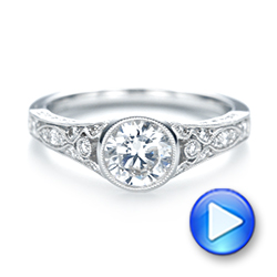 18k White Gold Vintage-inspired Diamond Engagement Ring - Video -  103049 - Thumbnail