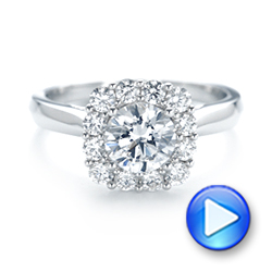 18k White Gold Halo Diamond Engagement Ring - Video -  103050 - Thumbnail