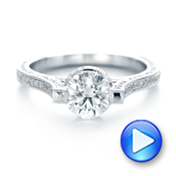 14k White Gold Custom Diamond Engagement Ring - Video -  103053 - Thumbnail