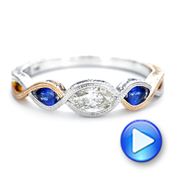  Platinum And Platinum Platinum And Platinum Custom Two-tone Three Stone Blue Sapphire And Diamond Engagement Ring - Video -  103056 - Thumbnail