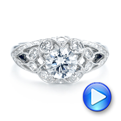 18k White Gold Vintage-inspired Diamond Engagement Ring - Video -  103059 - Thumbnail
