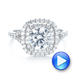 18k White Gold Double Halo Diamond Engagement Ring - Video -  103061 - Thumbnail