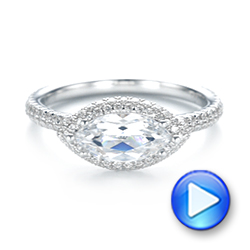 14k White Gold 14k White Gold East-west Halo Diamond Engagement Ring - Video -  103065 - Thumbnail