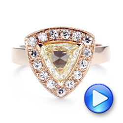 18k Rose Gold 18k Rose Gold Custom Yellow And White Diamond Halo Engagement Ring - Video -  103068 - Thumbnail