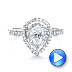 18k White Gold Double Halo Diamond Engagement Ring - Video -  103091 - Thumbnail
