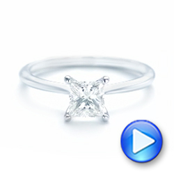 18k White Gold Custom Solitaire Diamond Engagement Ring - Video -  103096 - Thumbnail