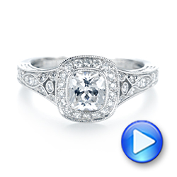  Platinum Platinum Halo Diamond Engagement Ring - Video -  103097 - Thumbnail