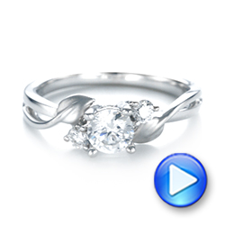 18k White Gold Three-stone Diamond Engagement Ring - Video -  103100 - Thumbnail