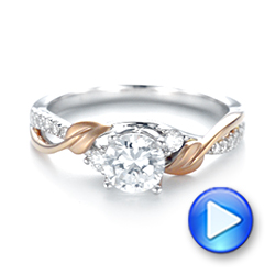  Platinum And 18K Gold Platinum And 18K Gold Three-stone Two-tone Diamond Engagement Ring - Video -  103105 - Thumbnail