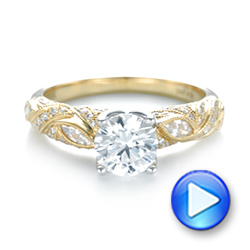 18k Yellow Gold And 18K Gold Two-tone Diamond Engagement Ring - Video -  103106 - Thumbnail