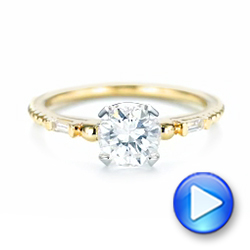 14k Yellow Gold And 14K Gold Custom Two-tone Three Stone Diamond Engagement Ring - Video -  103121 - Thumbnail