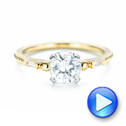 18k Yellow Gold And Platinum 18k Yellow Gold And Platinum Custom Two-tone Three Stone Diamond Engagement Ring - Video -  103121 - Thumbnail