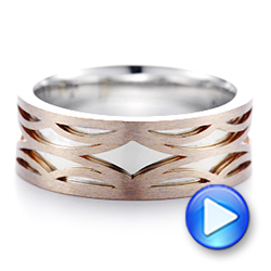  Platinum And 18k Rose Gold Platinum And 18k Rose Gold Two-tone Filigree Men's Band - Video -  103127 - Thumbnail