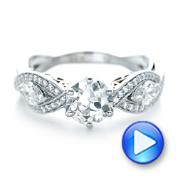  14K Gold Custom Two-tone Diamond Engagement Ring - Video -  103131 - Thumbnail