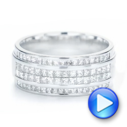 18k White Gold 18k White Gold Custom Diamond Men's Wedding Band - Video -  103133 - Thumbnail