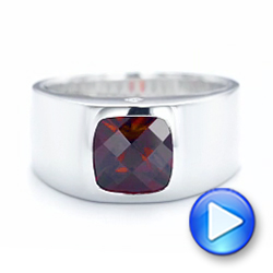 14k White Gold 14k White Gold Custom Checkerboard Garnet Men's Band - Video -  103137 - Thumbnail