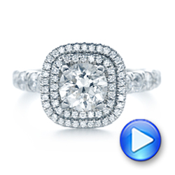 14k White Gold 14k White Gold Custom Diamond Halo Engagement Ring - Video -  103139 - Thumbnail