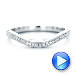 18k White Gold 18k White Gold Custom Hand Engraved Diamond Wedding Band - Video -  103142 - Thumbnail