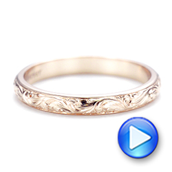 18k Rose Gold 18k Rose Gold Custom Hand Engraved Wedding Band - Video -  103147 - Thumbnail