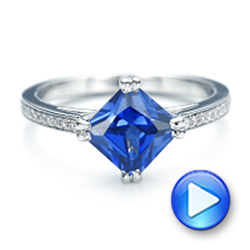 18k White Gold 18k White Gold Custom Tanzanite And Diamond Engagement Ring - Video -  103149 - Thumbnail