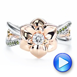 Custom Two-tone Green Tourmaline And Diamond Engagement Ring - Video -  103151 - Thumbnail