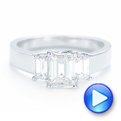 18k White Gold 18k White Gold Custom Three Stone Diamond Engagement Ring - Video -  103154 - Thumbnail