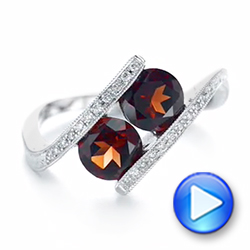14k White Gold Custom Garnet And Diamond Fashion Ring - Video -  103156 - Thumbnail