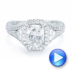 Platinum Custom Diamond Halo Engagement Ring - Video -  103157 - Thumbnail