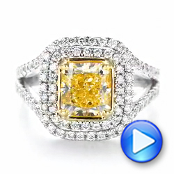 18k White Gold And 18K Gold Natural Yellow Diamond Engagement Ring - Video -  103158 - Thumbnail