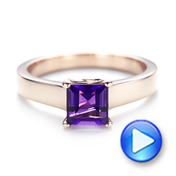 14k Rose Gold Custom Amethyst Solitaire Engagement Ring - Video -  103163 - Thumbnail