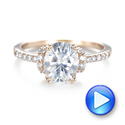 18k Rose Gold Custom Moissanite And Diamond Engagement Ring - Video -  103210 - Thumbnail