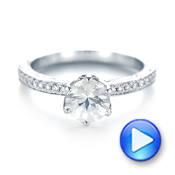 14k White Gold Custom White Sapphire And Diamond Engagement Ring - Video -  103211 - Thumbnail
