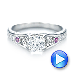  Platinum Custom Pink Sapphire And Diamond Engagement Ring - Video -  103213 - Thumbnail