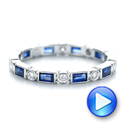  Platinum Custom Blue Sapphire And Diamond Eternity Wedding Band - Video -  103217 - Thumbnail