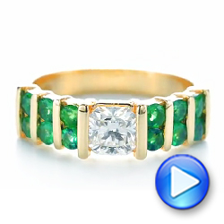 18k Yellow Gold 18k Yellow Gold Custom Emerald And Diamond Engagement Ring - Video -  103218 - Thumbnail