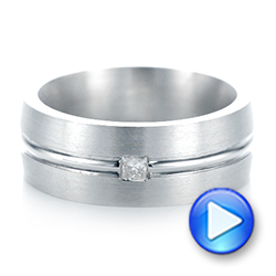 14k White Gold Custom Diamond Men's Wedding Band - Video -  103220 - Thumbnail