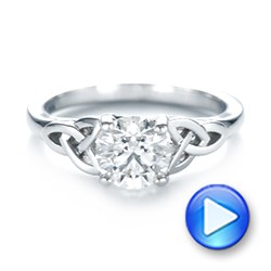 14k White Gold Custom Solitaire Diamond Engagement Ring - Video -  103224 - Thumbnail