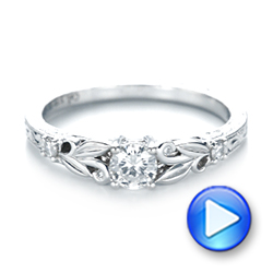  Platinum Platinum Custom Hand Engraved Diamond Engagement Ring - Video -  103242 - Thumbnail