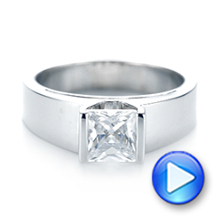 18k White Gold Modern Solitaire Diamond Engagement Ring - Video -  103264 - Thumbnail