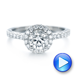 18k White Gold 18k White Gold Custom Diamond Halo Engagement Ring - Video -  103268 - Thumbnail