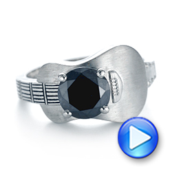  Platinum Custom Solitaire Black Diamond Engagement Ring - Video -  103269 - Thumbnail