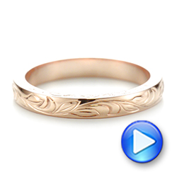 18k Rose Gold 18k Rose Gold Custom Hand Engraved Wedding Band - Video -  103284 - Thumbnail