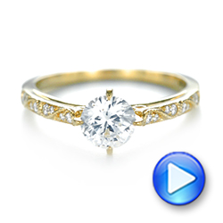 18k Yellow Gold Vintage-inspired Diamond Engagement Ring - Video -  103294 - Thumbnail