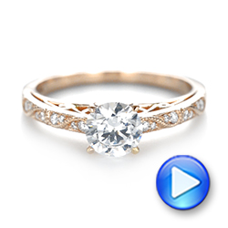 18k Rose Gold Vintage-inspired Diamond Engagement Ring - Video -  103298 - Thumbnail